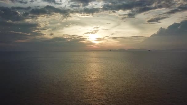 Beautiful Aerial Landscape Tropical Sea Sunset — Stock Video