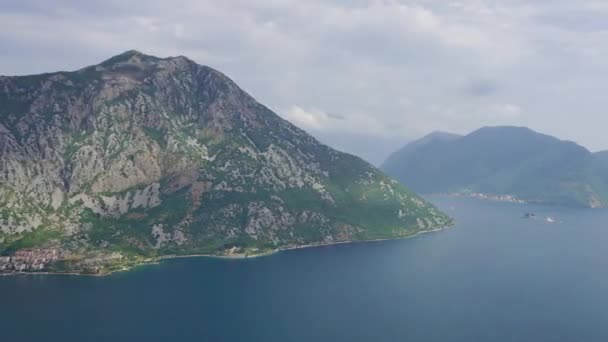 Kotor Bay Boka Kotorska Och Bergen Montenegro Europa Panorama Timelapse — Stockvideo