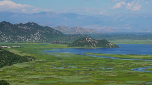 Panorama Landskap Med Skadar Lake Montenegro Sommaren Timelapse — Stockvideo