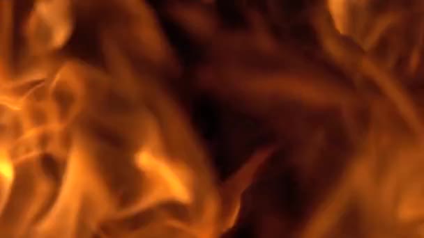Brandend Vuur Brandhout Steenkool Close Open Haard Slow Motion — Stockvideo