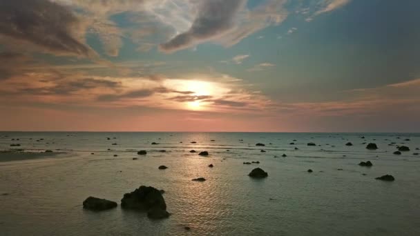 Beau Paysage Aérien Avec Coucher Soleil Tropical — Video