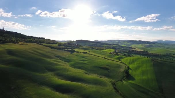 Toskana Luftige Landschaft Von Ackerland Hügelland Abend Italien Europa — Stockvideo