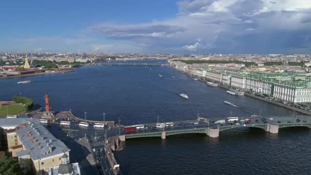 Petersburg Şehir Merkezinin Hava Manzarası Peter Paul Kalesi Hermitage Kış — Stok video