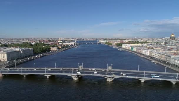 Flug Über Die Newa Stadtzentrum Von Petersburg Russland — Stockvideo