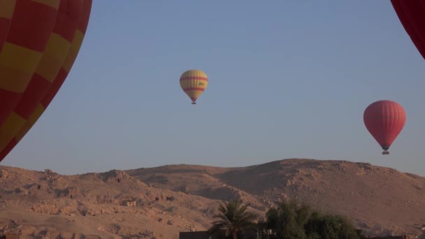 Sıcak hava balonu gökyüzünde uçuyor — Stok video