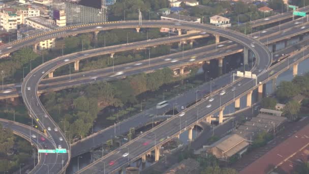 Повітряний Вид Перехрестя Автомобільним Транспортом Бангкоку — стокове відео