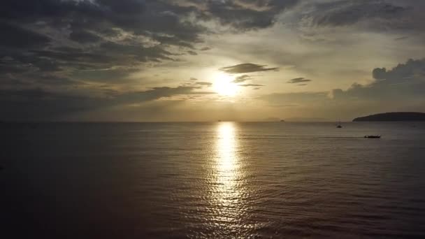 Beautiful Aerial Landscape Tropical Sea Sunset — Stock Video