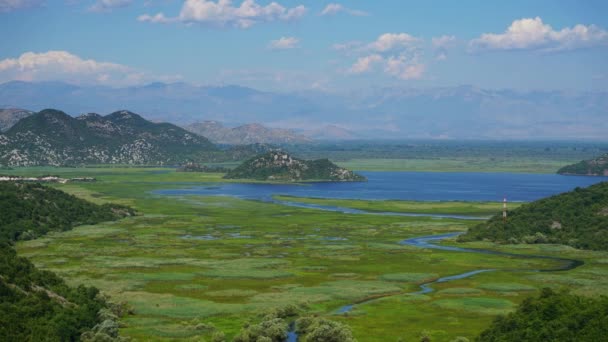 Пейзаж Озером Скадар Черногории Летом Время — стоковое видео