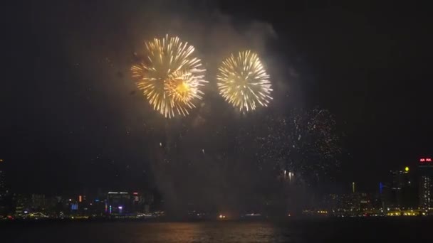 Fuegos Artificiales Chinos Año Nuevo Hong Kong — Vídeos de Stock