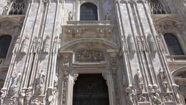 Duomo Milano Gotik Katedral Kilisesi Milan Talya Eğik Manzara — Stok video