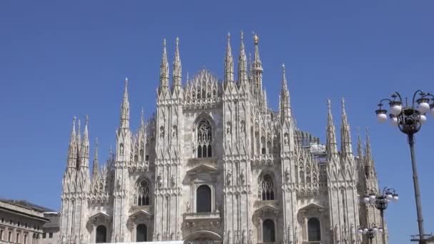 Katedra Mediolanie Duomo Milano Pomnik Victora Emanuela Placu Piazza Del — Wideo stockowe