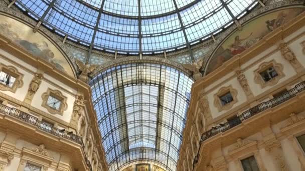 Galleria Vittorio Emanuele Gallery Μιλάνο Μιλάνο Λομβαρδία Ιταλία Άποψη Κλίσης — Αρχείο Βίντεο