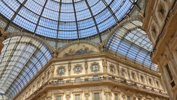 Galleria Vittorio Emanuele Milaan Lombardije Italië Kantelhoek — Stockvideo