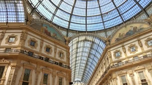 Galleria Vittorio Emanuele Galleria Milano Milano Lombardia Italia Pan View — Video Stock