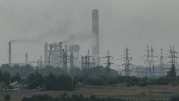 Вредные Выбросы Металлургических Химических Заводов Череповце Россия — стоковое видео