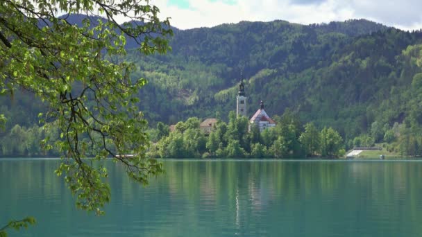 Ландшафт Озера Блед Блейско Озеро Словени Европа — стоковое видео