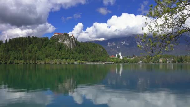 Ландшафт Озера Блед Blejsko Jezero Словении Европа Временной Интервал — стоковое видео