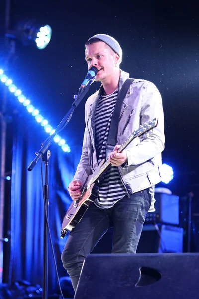 O.Torvald band performs on stage during rock-concert — Stock Photo, Image