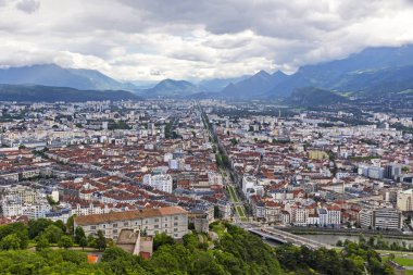 Picturesque aerial view of Grenoble city, France clipart
