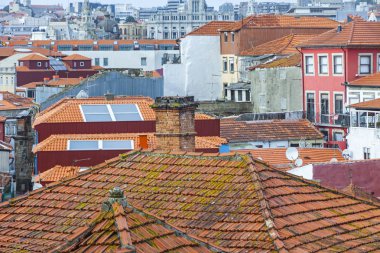 Turuncu kiremit çatılar Porto eski şehirde, Portekiz