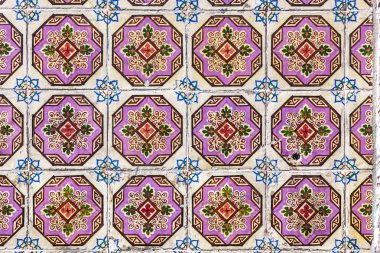 Tipik Portekizce eski seramik duvar karoları (Azulejos) Lizbon, 