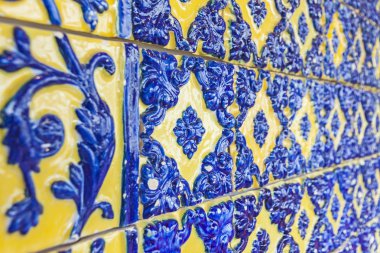 Tipik Portekizce eski seramik duvar karoları (Azulejos) Lizbon, 
