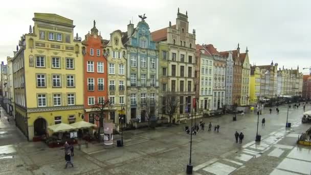 Długa ulica rynek (Długi Targ) w Gdańsk, Polska — Wideo stockowe