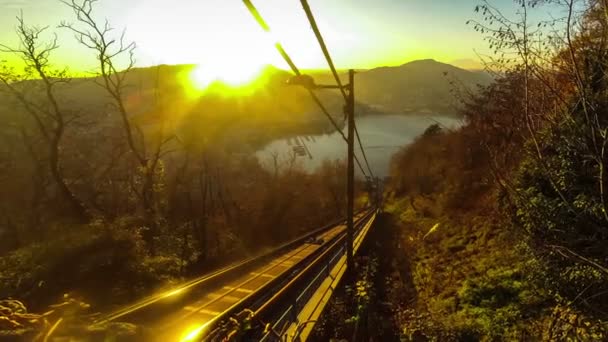 Západ slunce nad jezerem Como, Itálie — Stock video