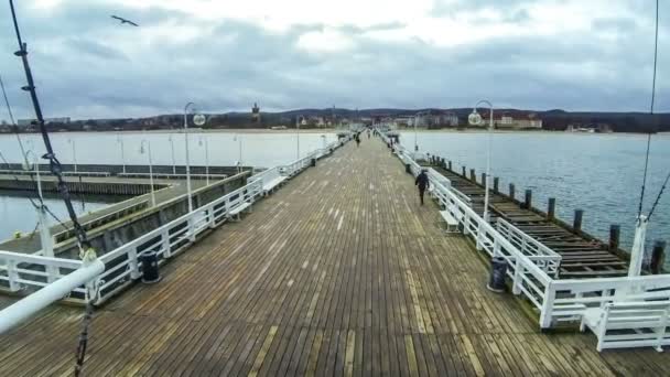 Sopot Pier (Molo) in the city of Sopot, Poland — Stock Video