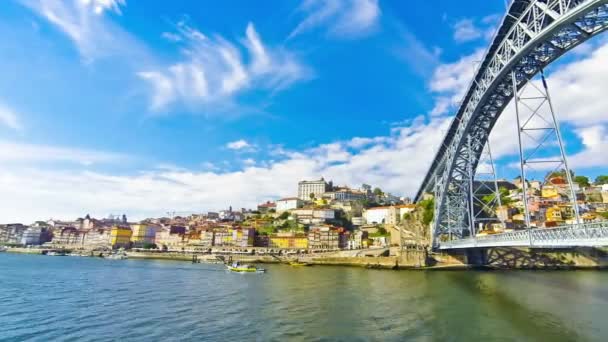 Porto oude stad en de rivier de Douro, Portugal — Stockvideo