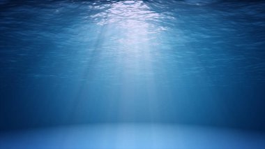Sualtı üzerinden görülen mavi okyanus yüzeyinin