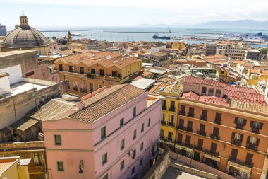 Havadan görünümü Cagliari eski şehir, Sardunya, İtalya