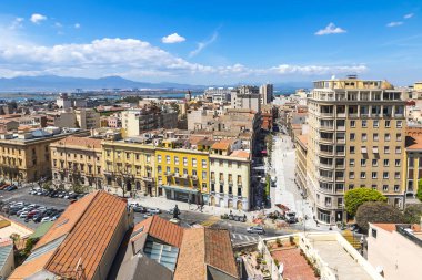 Havadan görünümü Cagliari eski şehir, Sardunya, İtalya