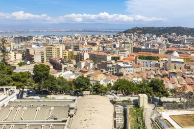 Havadan görünümü Cagliari eski şehir, Sardunya, İtalya
