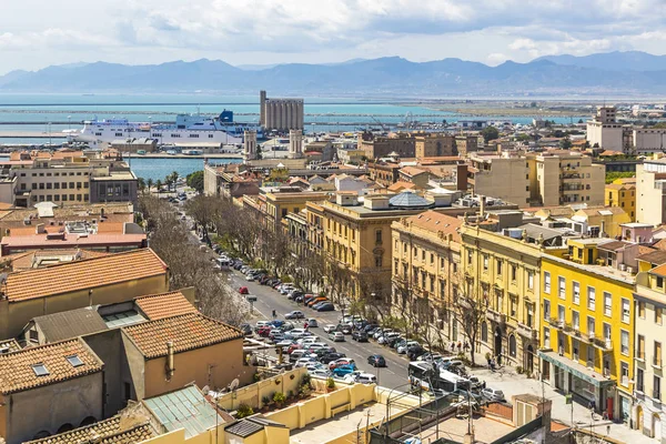 Aerial view of Cagliari old town, Sardinia, Italy — Stock Photo, Image