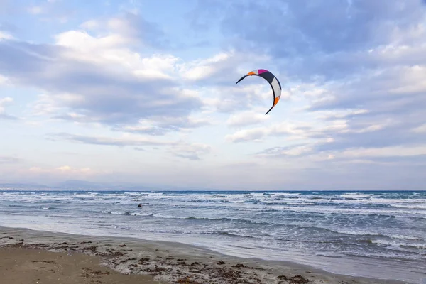 Kitesurfing on a Lady\'s Mile beach, Limassol, Cyprus