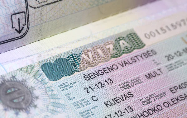 Página del pasaporte con visado Schengen — Foto de Stock