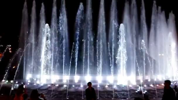 Tanzende Wasserfontänen-Show in Kyiv, Ukraine — Stockvideo