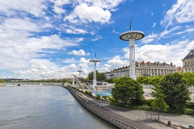 Lyon, Fransa Rhone Nehri'nin Enbankment