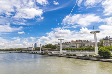 Lyon, Fransa Rhone Nehri'nin Enbankment