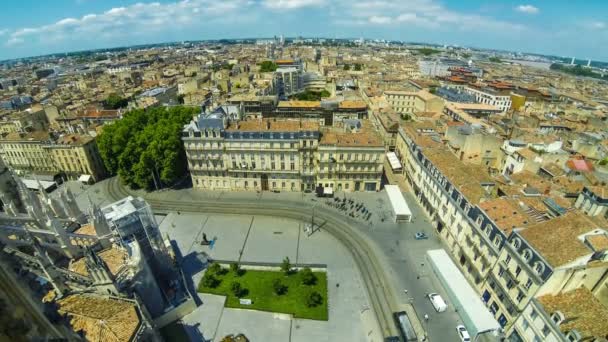 Luchtfoto van de oude stad Bordeaux, Frankrijk. Time-lapse — Stockvideo
