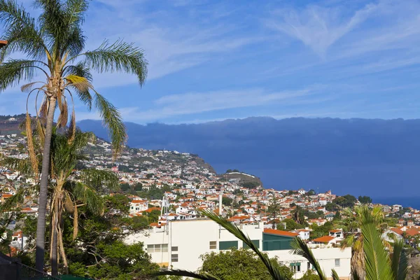 Vista panoramica degli edifici nella città di Funchal, isola di Madeira, Portogallo — Foto Stock