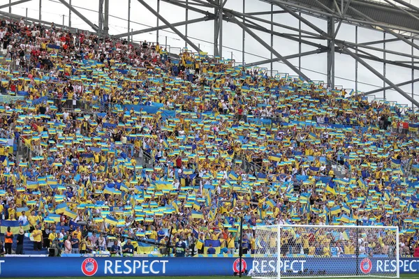 UEFA Euro 2016 gry Ukraina v Polska — Zdjęcie stockowe