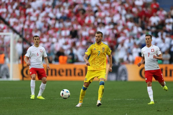 UEFA Euro 2016 gry Ukraina v Polska — Zdjęcie stockowe