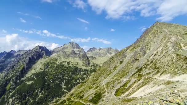 Pintoresca vista de verano de las altas montañas de Tatras, Eslovaquia — Vídeos de Stock
