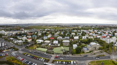 Panoramik hava kenti Reykjavik, İzlanda