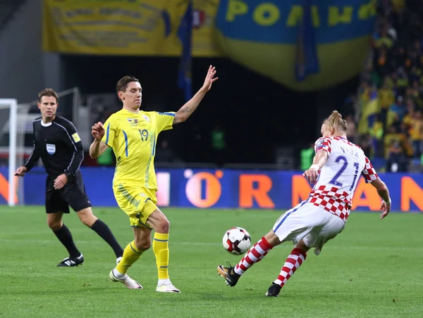 Чемпіонат світу з футболу 2018 кваліфікаційний: України в Хорватії — стокове фото