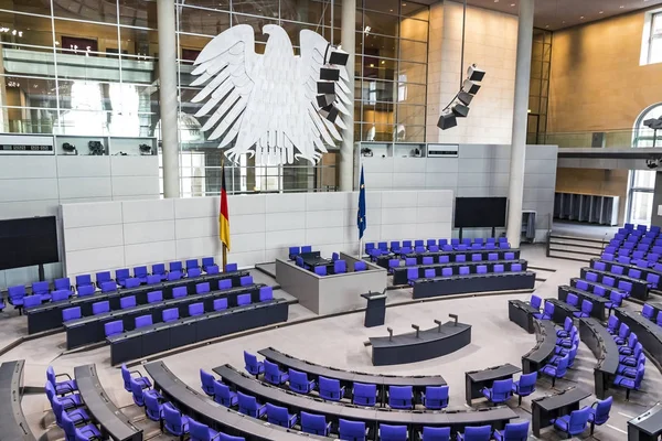 Sala plenaria del Parlamento tedesco (Bundestag) a Berlino — Foto Stock