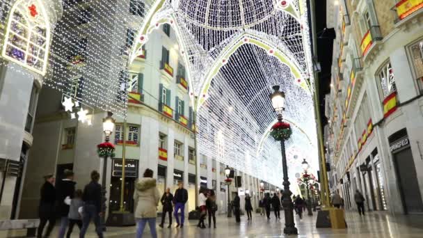 Calle Marques de Larios Caddesi Malaga, İspanya — Stok video