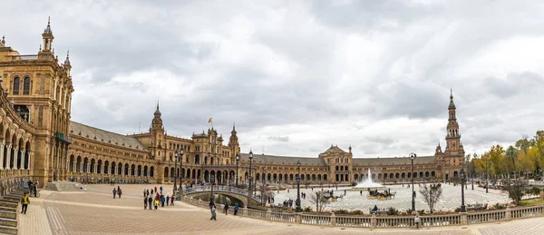 Panorama da Plaza de Espana em Sevilha, Andaluzia, Espanha — Fotografia de Stock